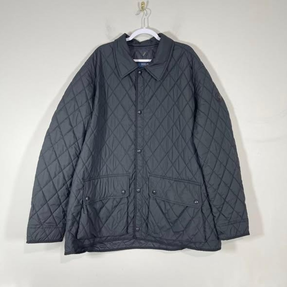 Polo Ralph Lauren The Iconic Quilted Car Coat Mens 3XLT Jacket Black Snap Front